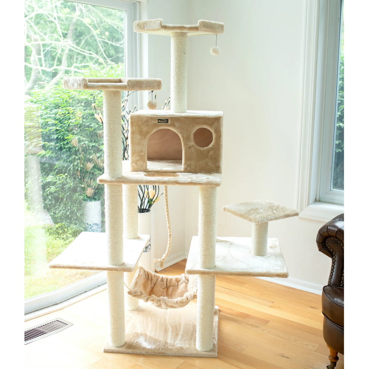 Armarkat Real Wood 72" Beige Cat Tree SratchIng Post A7202