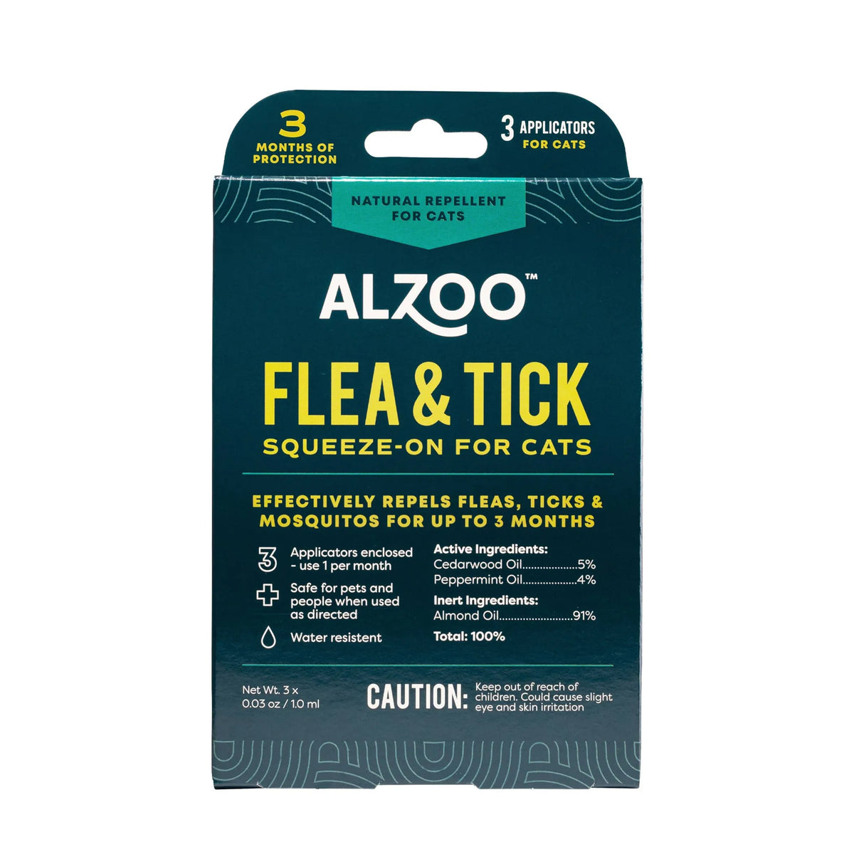 ALZOO Plant-Based Flea & Tick Repellent Squeeze-On Cat
